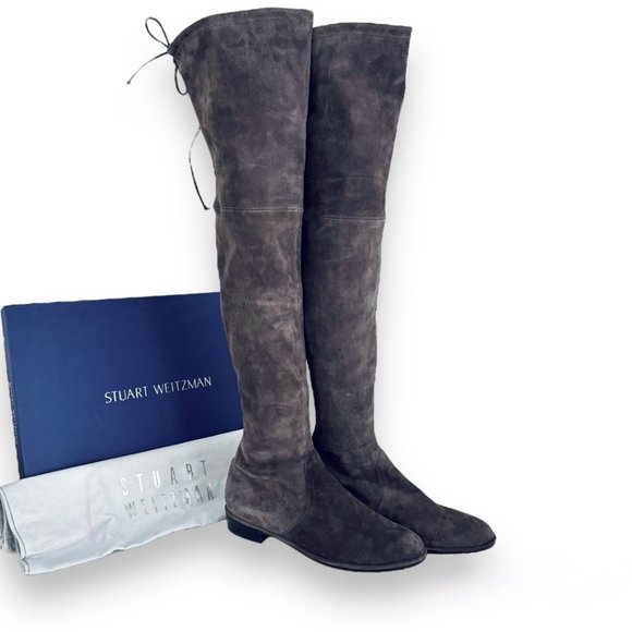 NWT Stuart Weitzman Lowland Suede Over the Knee, Grey, Size 10 NIB MSRP $950 - Picture 4 of 9
